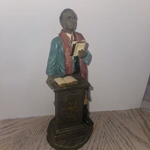 8" Black African American Preacher Pastor Minister at Pulpit Figurine Vintage
